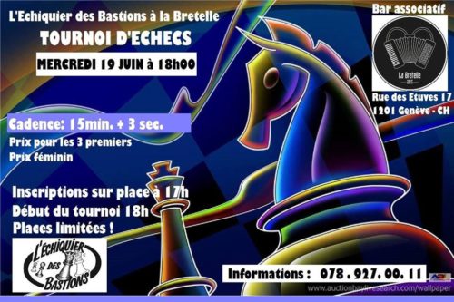 Tournoi d'échecs à la Bretelle, bar, Genève