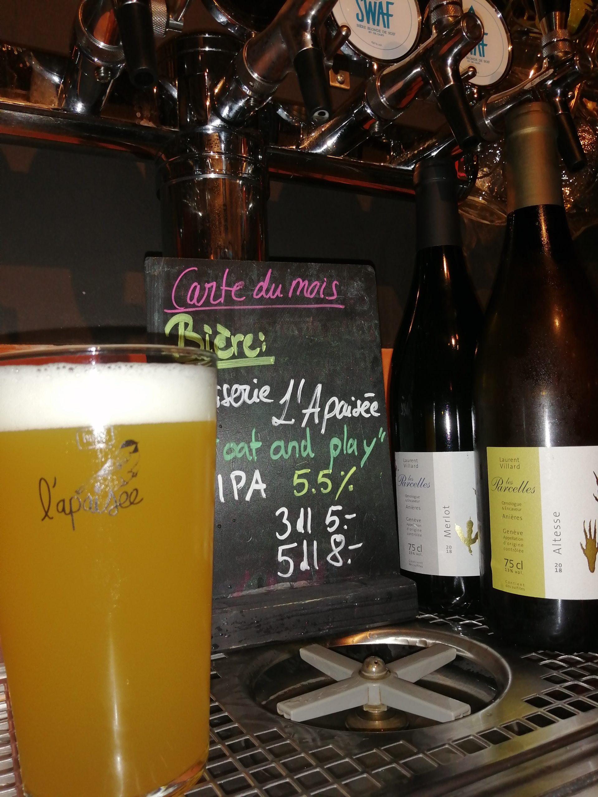 la bretelle, bar associatif, merlot, altesse, new england ipa, produits locaux, carte du mois de février 2020, vin, bière