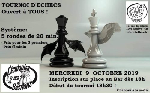 tournoi d'échecs octobre 2019 à La Bretelle, bar associatif à Genève